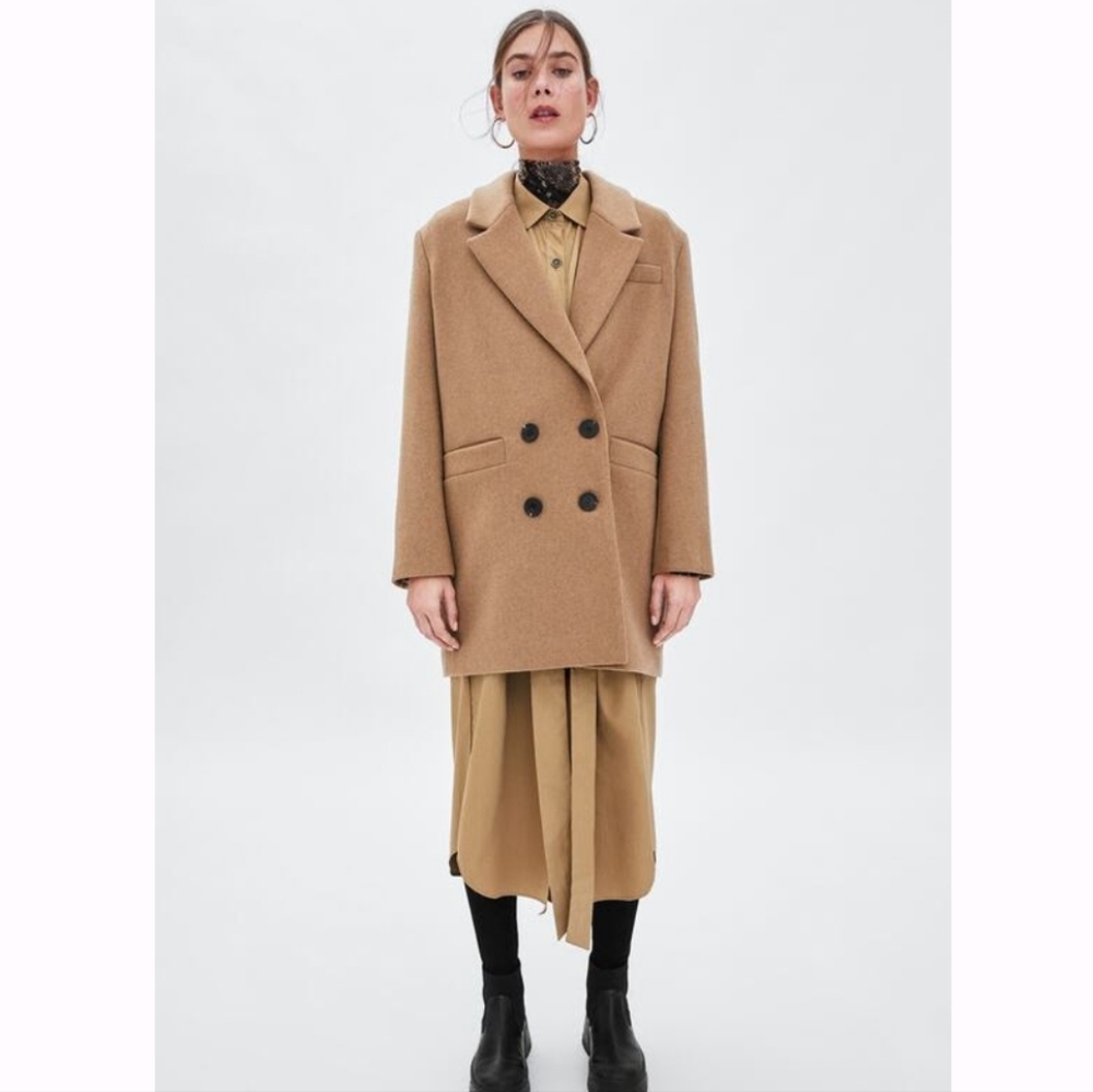 Zara Women's Masculine Camel coat size M New Never Worn